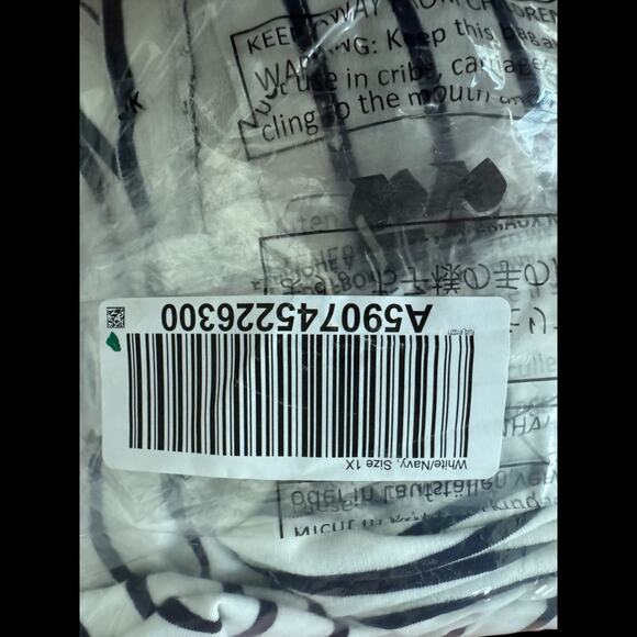 AMBERNOON II UV Hooded Striped Tunic Cover-Up White Navy 1X NWT Cotton Blend - Picture 14 of 16